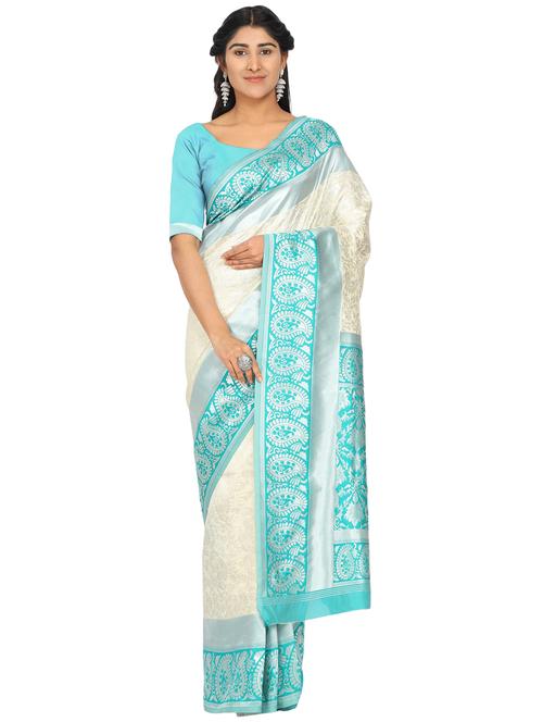 solid banarasi saree with blouse - 17553883 - Standard Image - 1