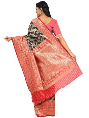 floral banarasi saree with blouse - 17553884 - Standard Image - 2
