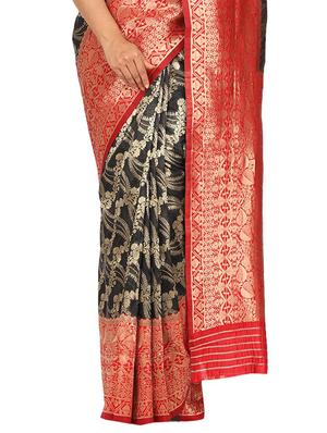 floral banarasi saree with blouse - 17553884 - Standard Image - 3