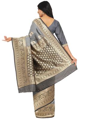 self design banarasi saree with blouse - 17553886 - Standard Image - 2