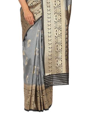 self design banarasi saree with blouse - 17553886 - Standard Image - 3