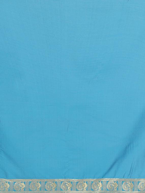 navy art silk banarasi saree with blouse - 17553892 - Zoom Image - 5