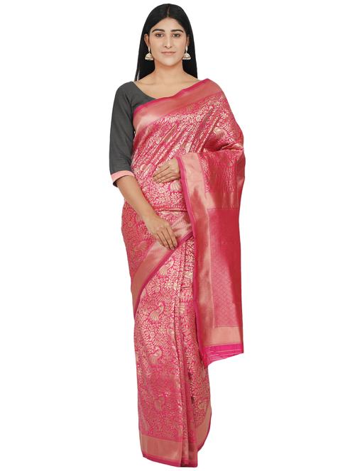 solid banarasi saree with blouse - 17553894 - Standard Image - 1
