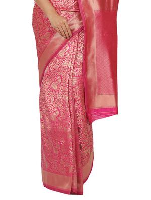 solid banarasi saree with blouse - 17553894 - Standard Image - 3