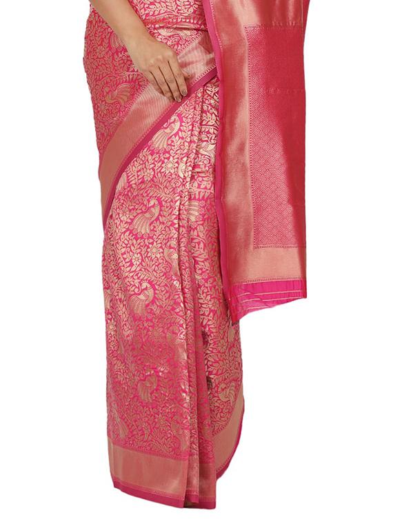 solid banarasi saree with blouse - 17553894 - Zoom Image - 3