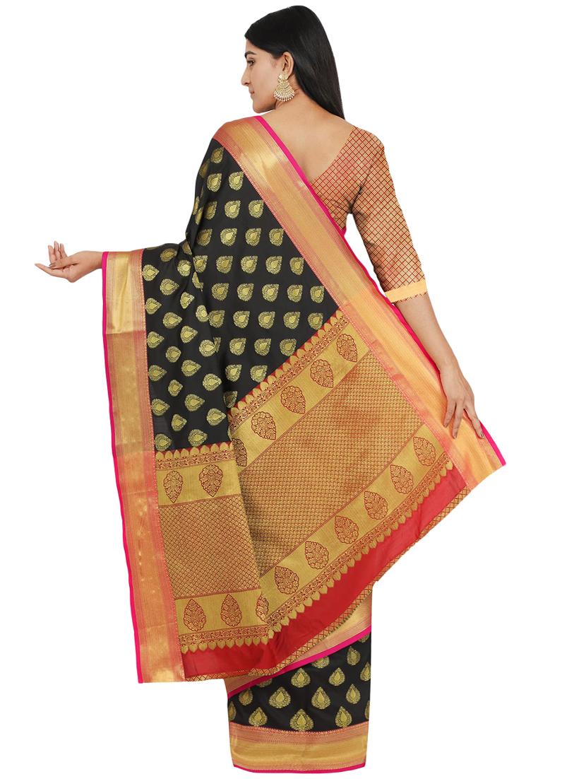 self design banarasi saree with blouse - 17553909 - Zoom Image - 2