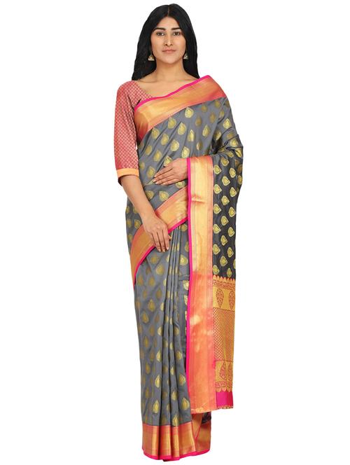 self design banarasi saree with blouse - 17553910 - Standard Image - 1