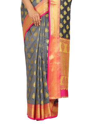 self design banarasi saree with blouse - 17553910 - Standard Image - 3