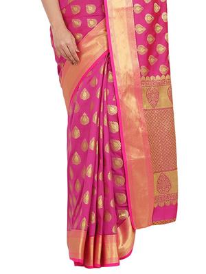 magenta banarasi saree with blouse - 17553911 - Standard Image - 3
