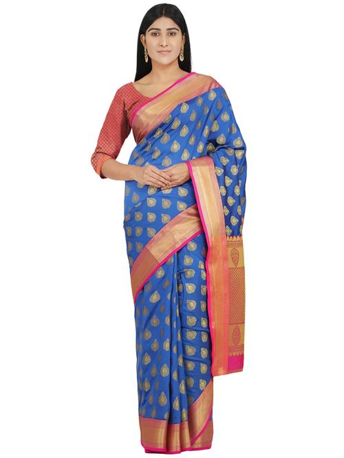 self design banarasi saree with blouse - 17553913 - Standard Image - 1