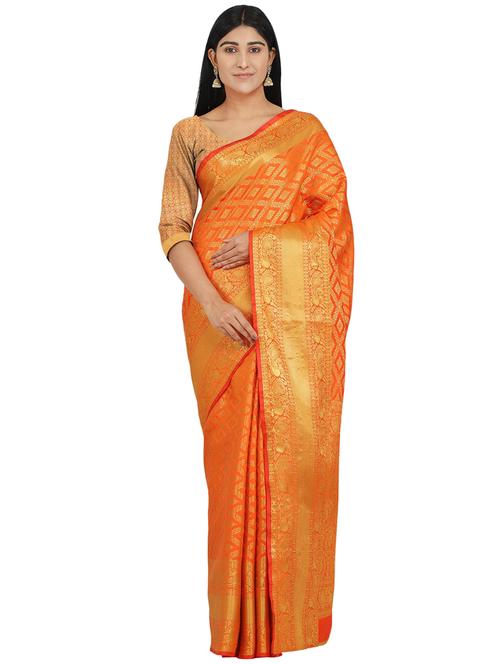 self design banarasi saree with blouse - 17553914 - Standard Image - 1