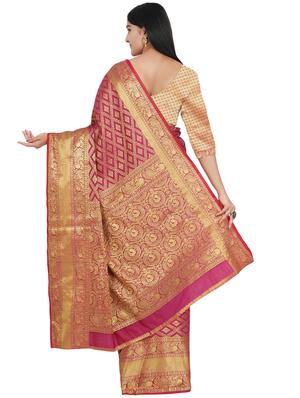 self design banarasi saree with blouse - 17553916 - Standard Image - 2