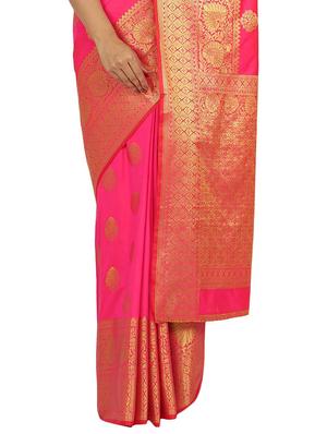 magenta banarasi saree with blouse - 17553917 - Standard Image - 3