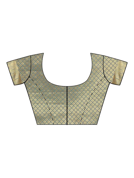 self design banarasi saree with blouse - 17553919 - Zoom Image - 4