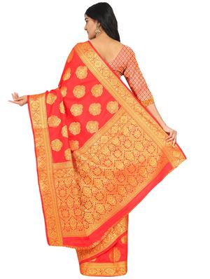 self design banarasi saree with blouse - 17553927 - Standard Image - 2
