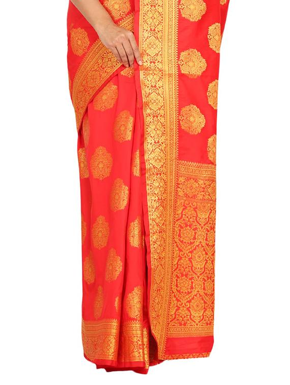 self design banarasi saree with blouse - 17553927 - Zoom Image - 3