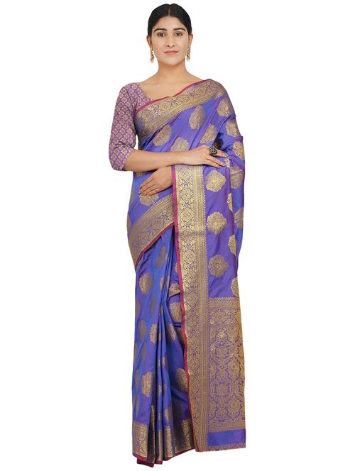 self design banarasi saree with blouse - 17553928 - Standard Image - 1