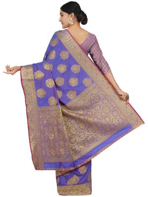 self design banarasi saree with blouse - 17553928 - Standard Image - 2