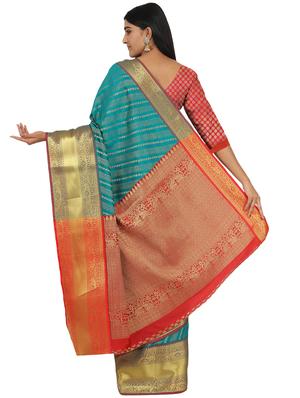 jacquard banarasi saree with blouse - 17553937 - Standard Image - 2