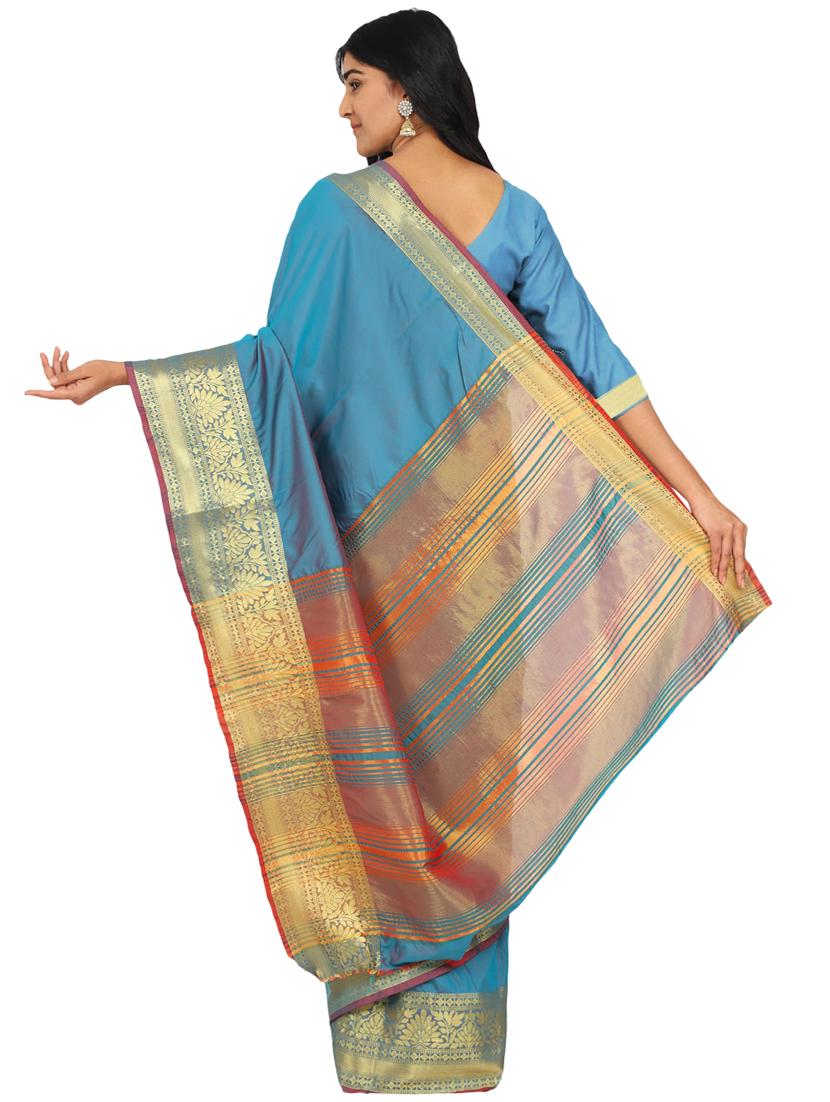 jacquard banarasi saree with blouse - 17553942 - Zoom Image - 2