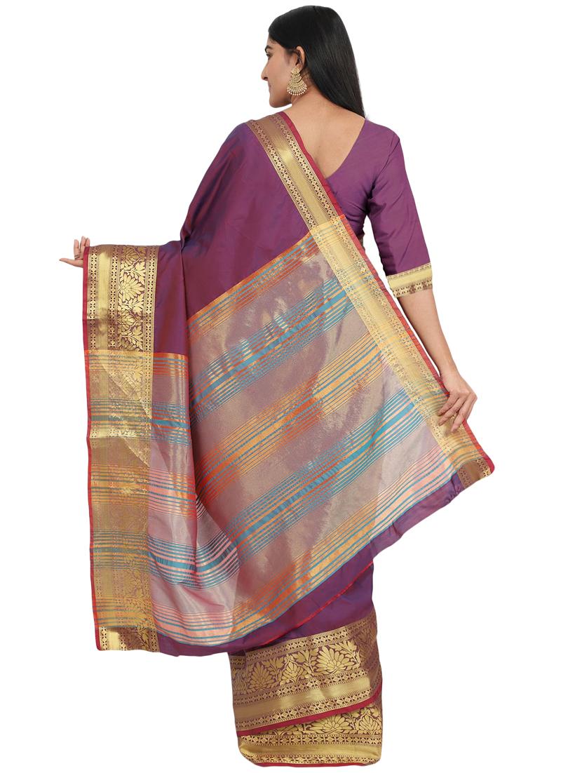 jacquard banarasi saree with blouse - 17553943 - Zoom Image - 2