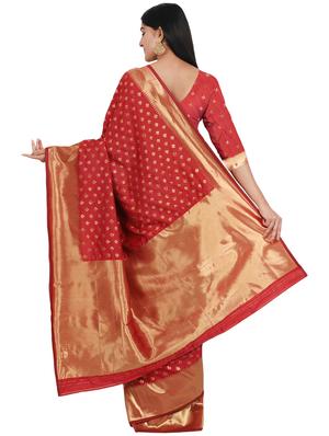 jacquard banarasi saree with blouse - 17553950 - Standard Image - 2
