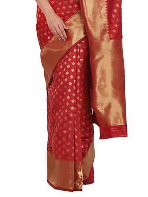 jacquard banarasi saree with blouse - 17553950 - Standard Image - 3
