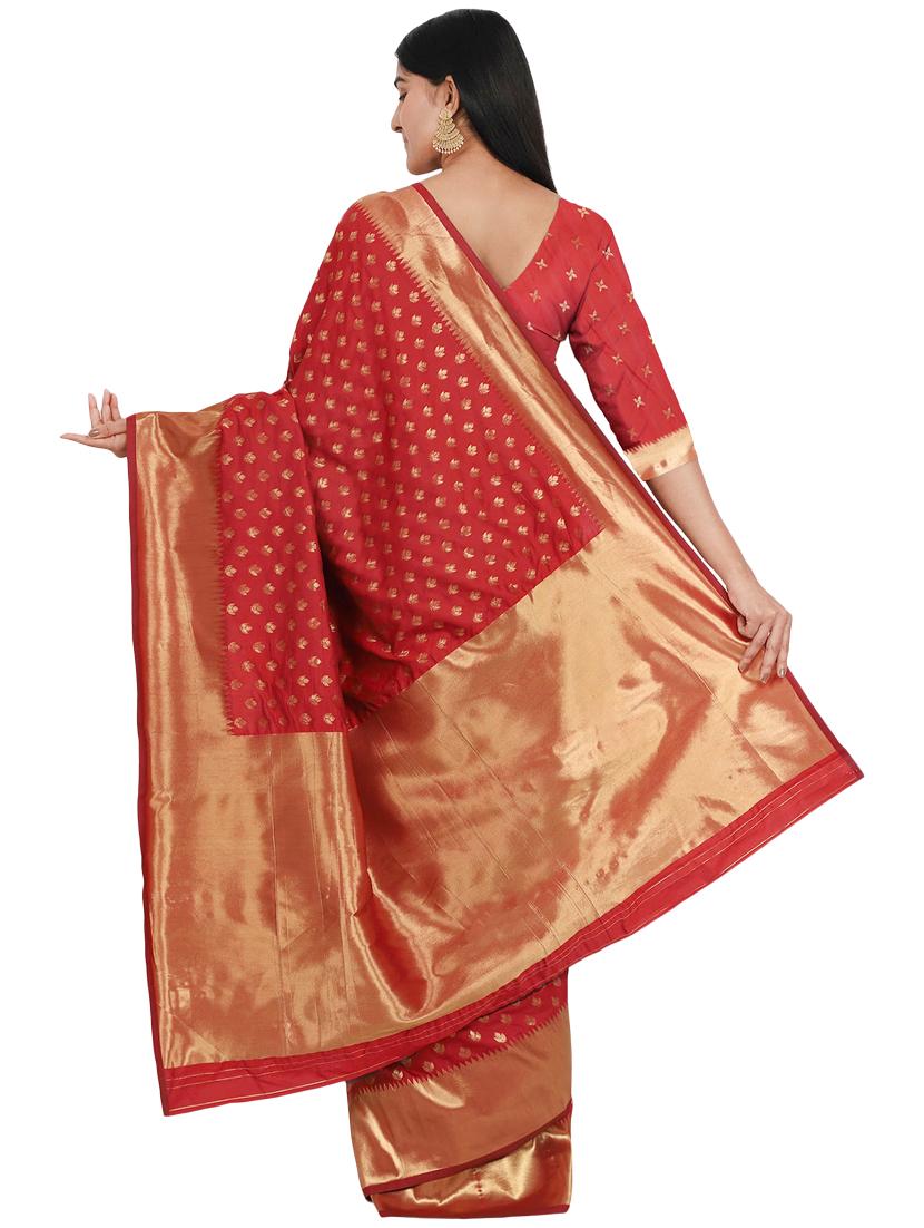 jacquard banarasi saree with blouse - 17553950 - Zoom Image - 2