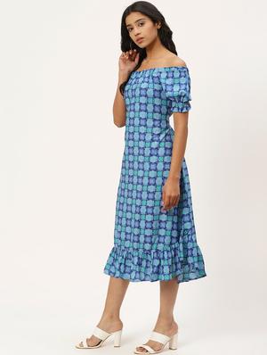off shoulder printed a-line dress - 17553982 - Standard Image - 3