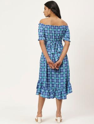 off shoulder printed a-line dress - 17553982 - Standard Image - 4