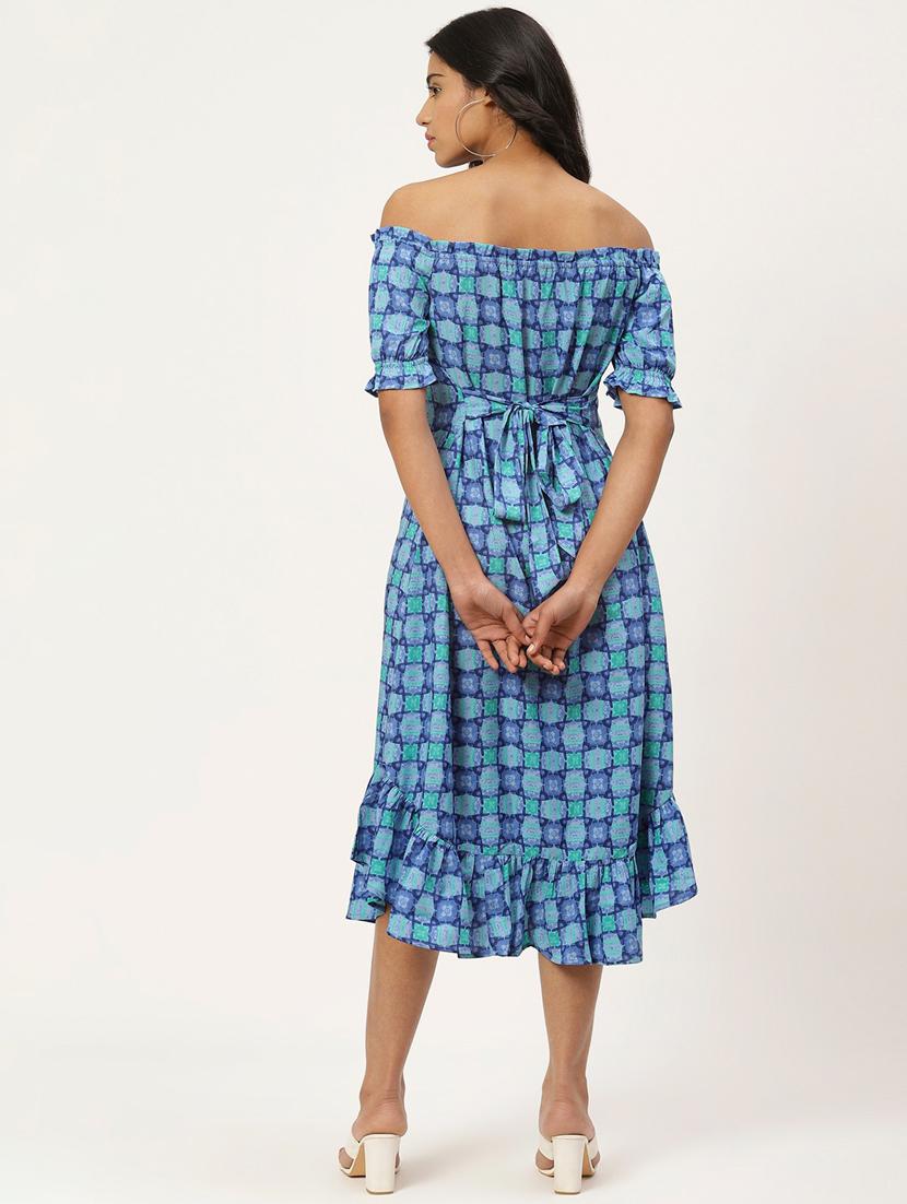 off shoulder printed a-line dress - 17553982 - Zoom Image - 4