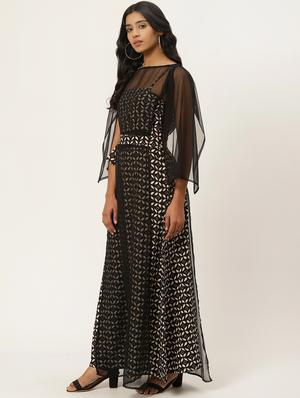 slit sleeves layered dress - 17553986 - Standard Image - 3