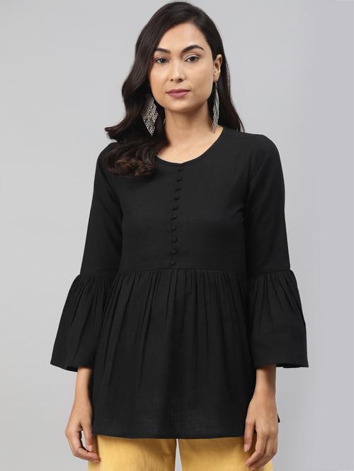 bell sleeved solid top - 17554196 - Standard Image - 1