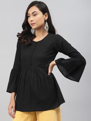 bell sleeved solid top - 17554196 - Standard Image - 2