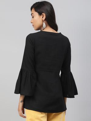 bell sleeved solid top - 17554196 - Standard Image - 3