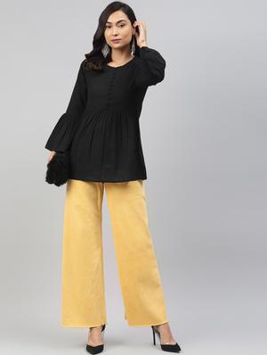 bell sleeved solid top - 17554196 - Standard Image - 4