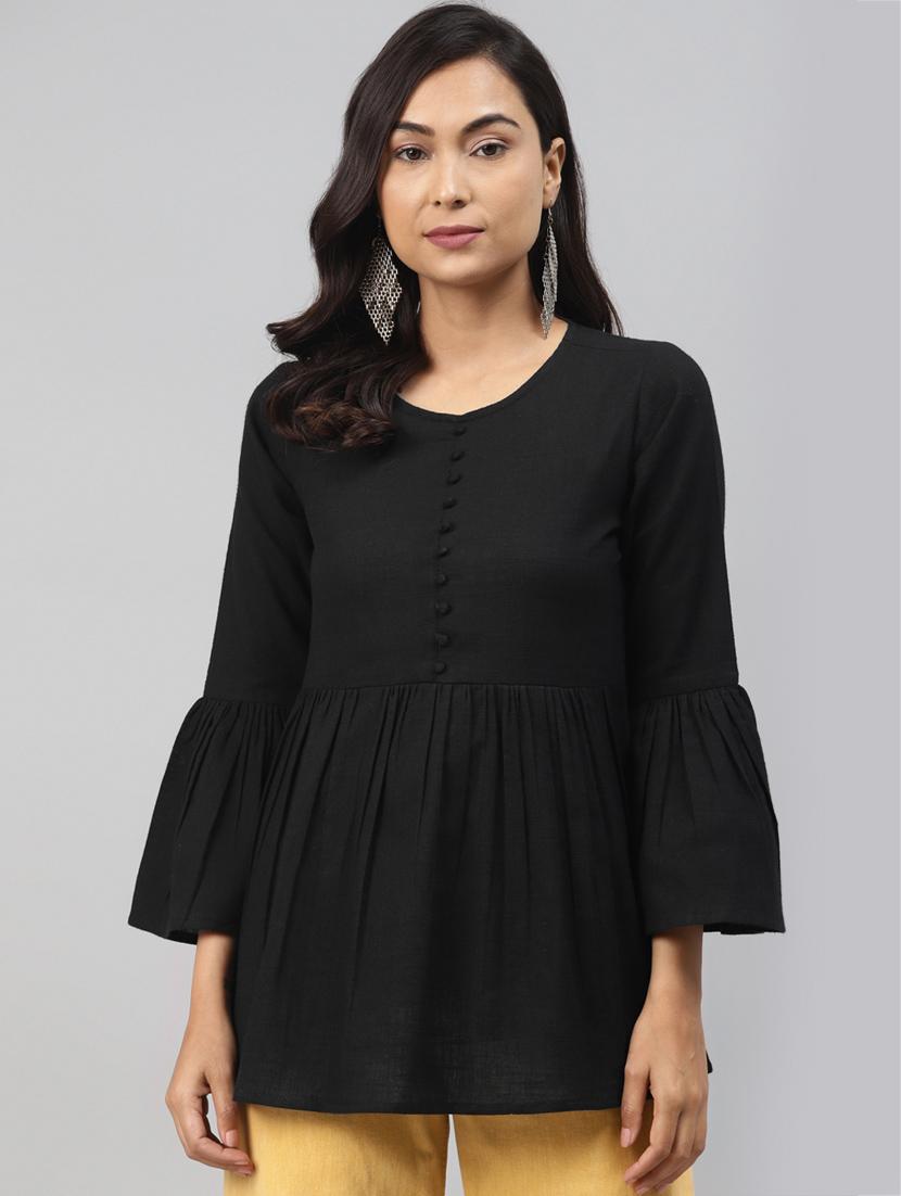 bell sleeved solid top - 17554196 - Zoom Image - 1