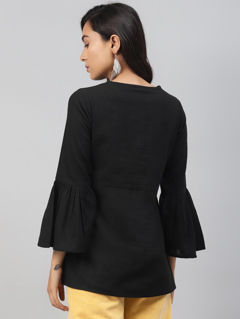 bell sleeved solid top - 17554196 - Zoom Image - 3
