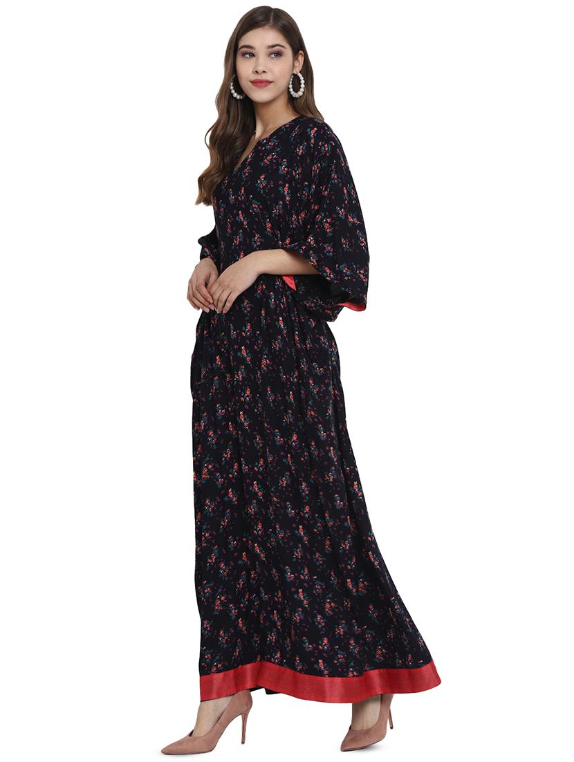 mandarin neck floral kaftan - 17554348 - Zoom Image - 2