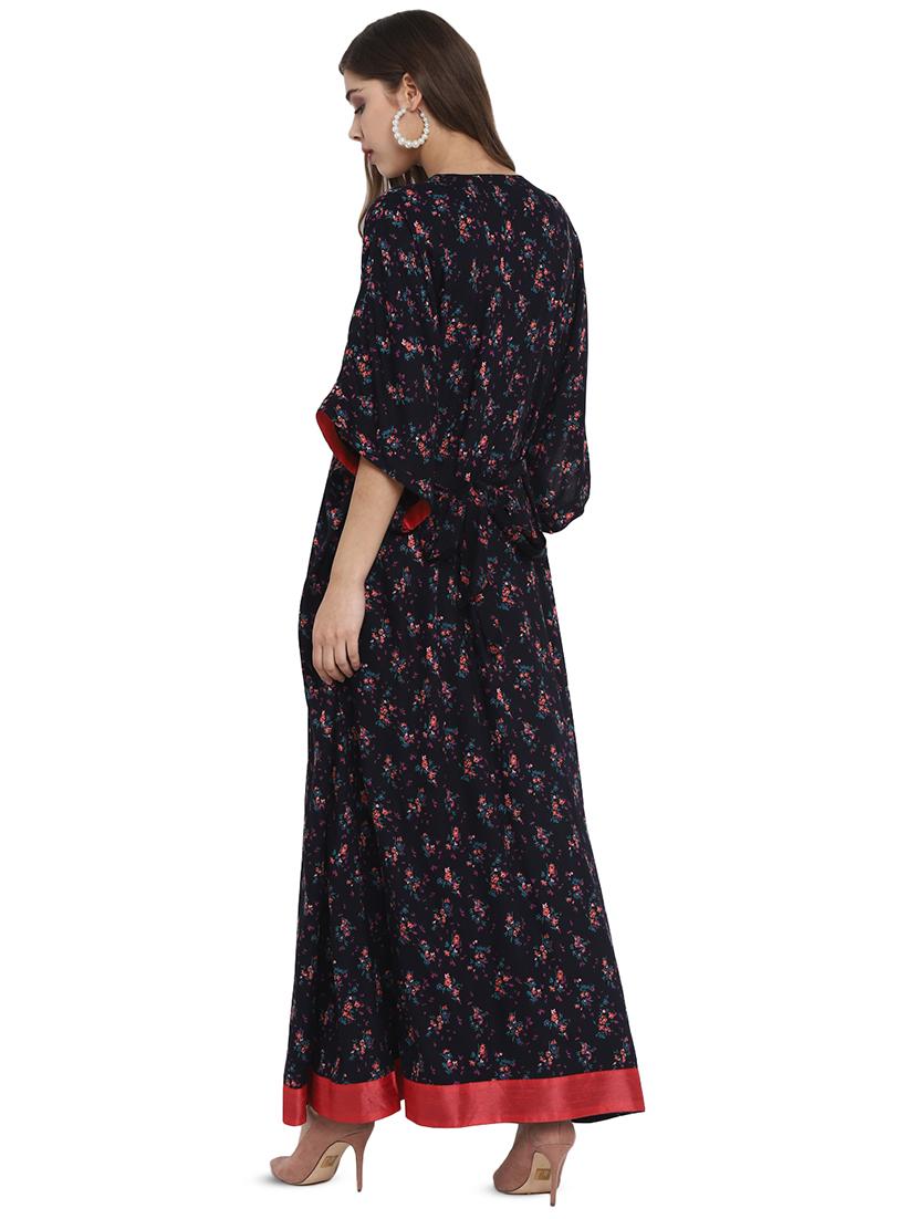 mandarin neck floral kaftan - 17554348 - Zoom Image - 3