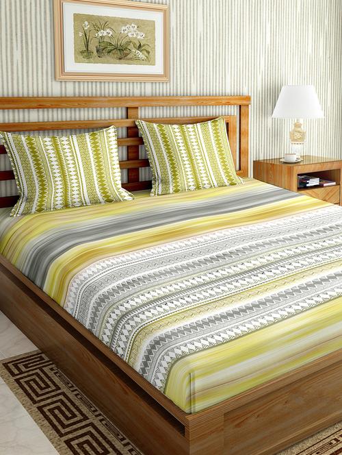 the oscar collection double bedsheet set super king size 180 tc cotton green colour - 17554415 - Standard Image - 1