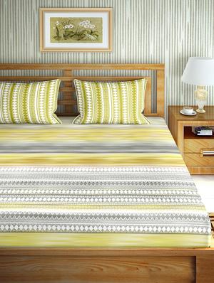 the oscar collection double bedsheet set super king size 180 tc cotton green colour - 17554415 - Standard Image - 2