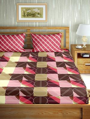 the oscar collection double bedsheet set super king size 180 tc cotton red colour - 17554426 - Standard Image - 2