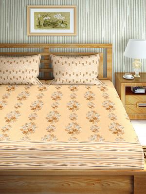 the oscar collection double bedsheet set super king size 180 tc cotton orange colour - 17554428 - Standard Image - 2
