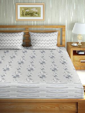 the oscar collection double bedsheet set super king size 180 tc cotton grey colour - 17554429 - Standard Image - 2