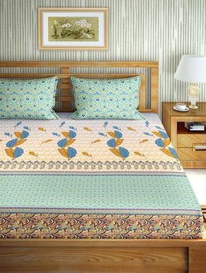 the oscar collection double bedsheet set super king size 180 tc cotton blue colour - 17554434 - Standard Image - 2