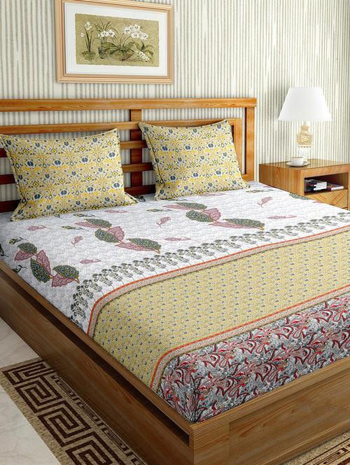 the oscar collection double bedsheet set super king size 180 tc cotton green colour - 17554436 - Standard Image - 1
