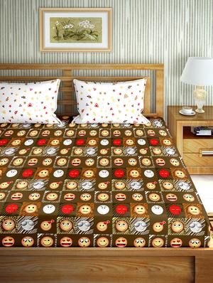 the oscar collection double bedsheet set super king size 180 tc cotton brown colour - 17554437 - Standard Image - 2
