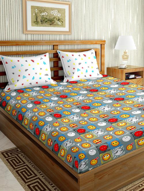 the oscar collection double bedsheet set super king size 180 tc cotton grey colour - 17554438 - Standard Image - 1