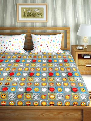 the oscar collection double bedsheet set super king size 180 tc cotton grey colour - 17554438 - Standard Image - 2